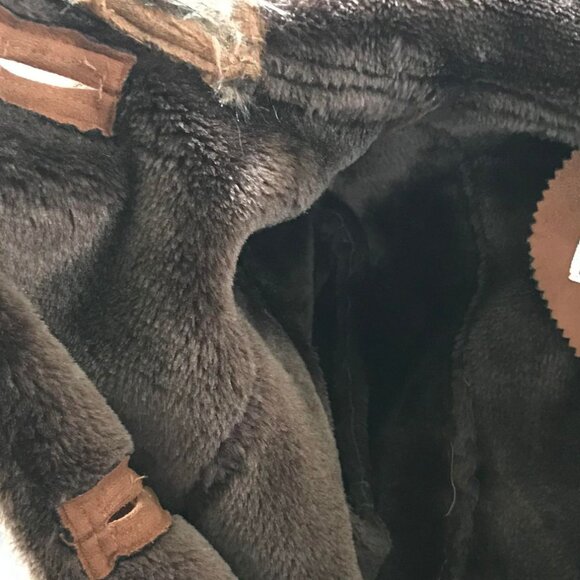 Tower by London Fog Coffee Brown Faux Small Women's Suede/Fur Hooded Coat - Picture 9 of 11